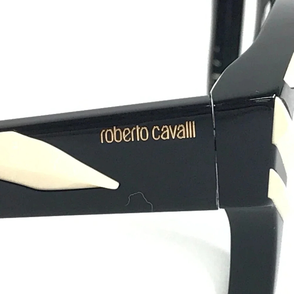Roberto Cavalli Eyeglasses Frame VRC084M COL. 700Y Black Ivory Cat Eye 50-18-135